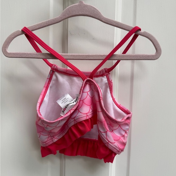 Dreamwave 3T Girls Pink Mermaid Scale Bikini Top with Ruffles - Picture 4 of 5
